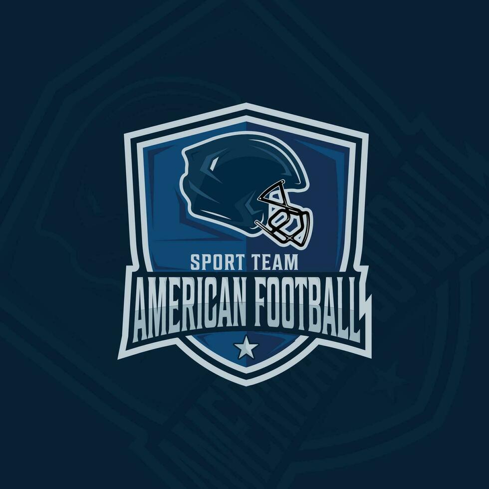 amerikan fotboll emblem logotyp vektor illustration mall ikon grafisk design. sport av hjälm tecken eller symbol för klubb eller liga begrepp med bricka