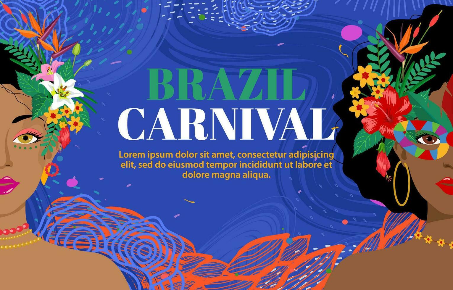 schön Porträt von Frau im Brasilien Karneval Outfit Design zum Karneval Konzept vektor