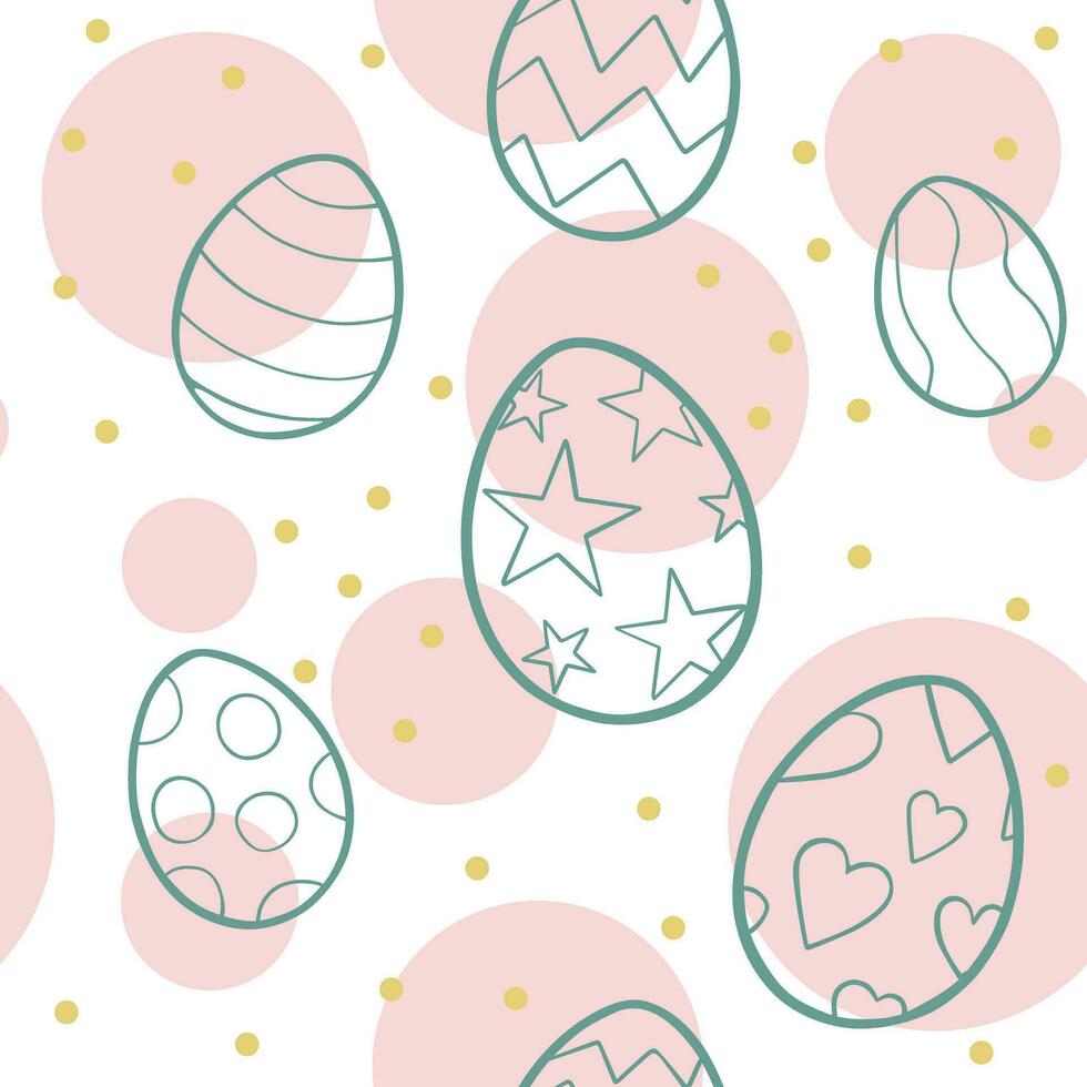 Süss Ostern Eier nahtlos Muster Rosa, Grün und Gelb Farben. abstrakt Kunst drucken. Design zum Papier, Abdeckungen, Karten, Stoffe, Innere Artikel und beliebig. Vektor Illustration Über Ostern Tag.