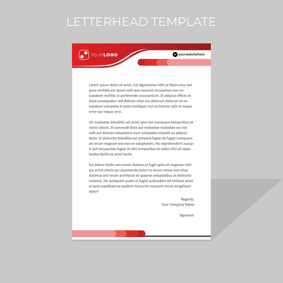 brev design mall enkel minimal avrundad form stil i röd Färg schema vektor