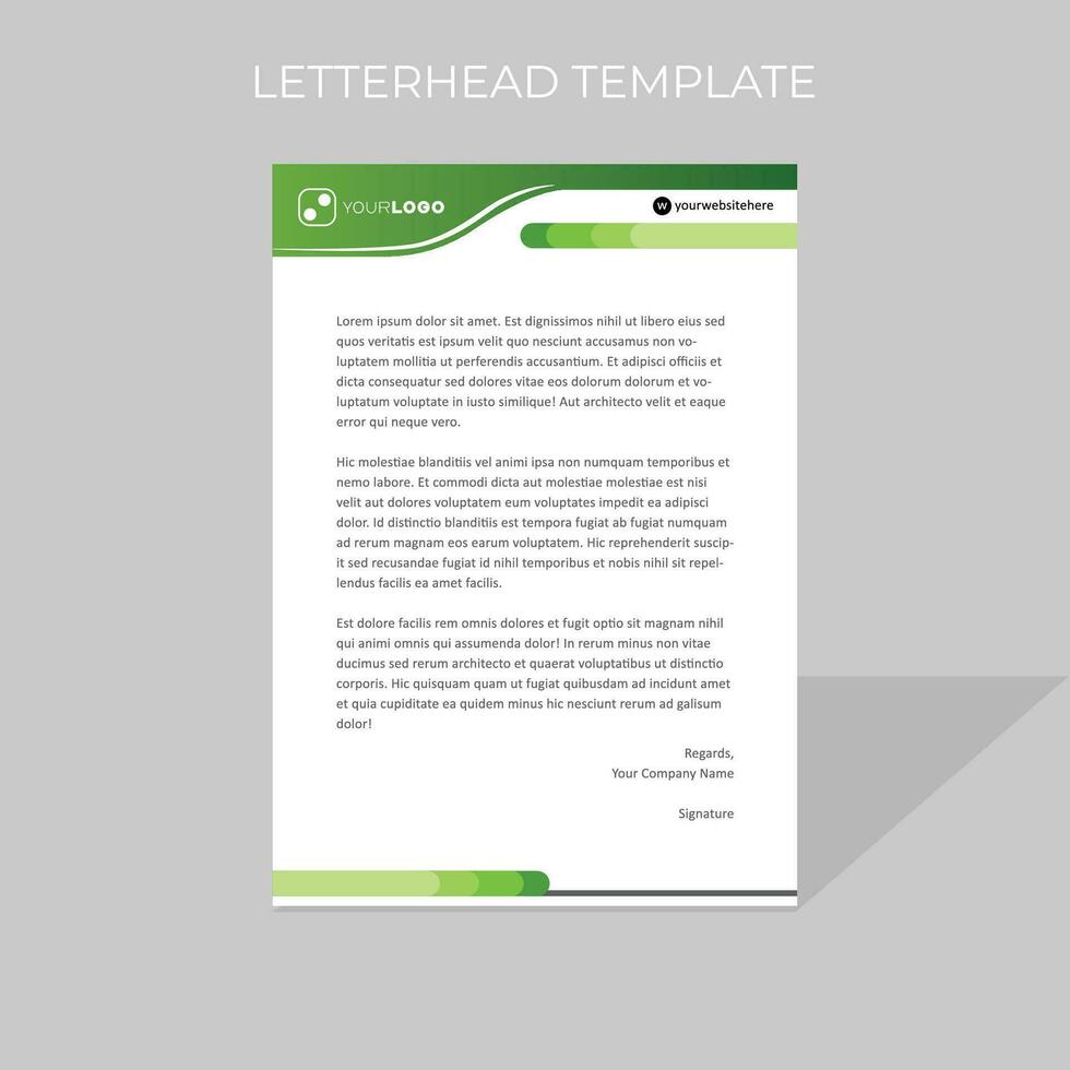 brev design mall enkel minimal avrundad form stil i grön Färg schema vektor