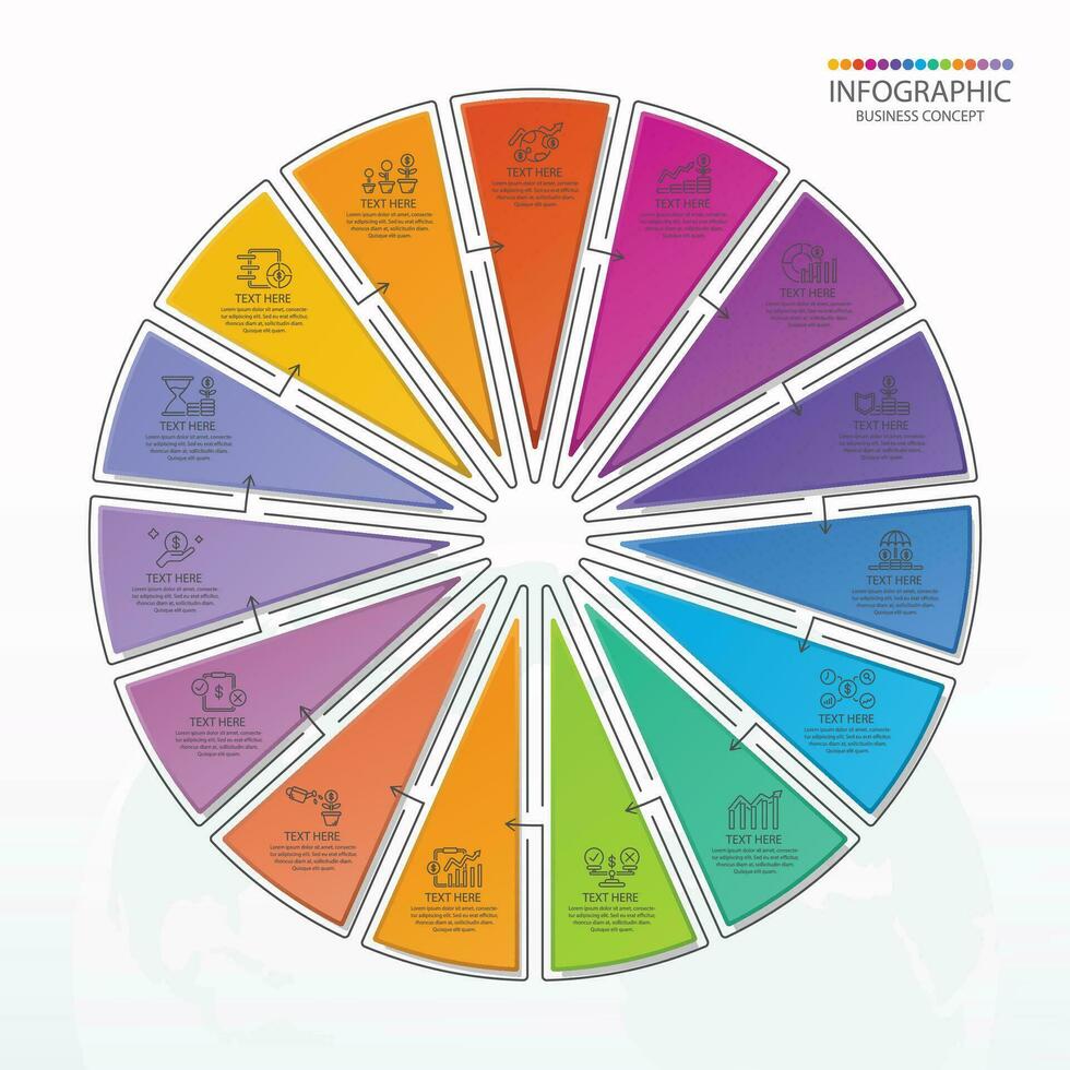 Infografik mit 15 Schritten, Prozess oder Optionen. vektor