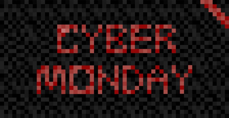 Cyber Monday banner. Dag för försäljning i onlinebutiker. Pixel Flat Illustration vektor