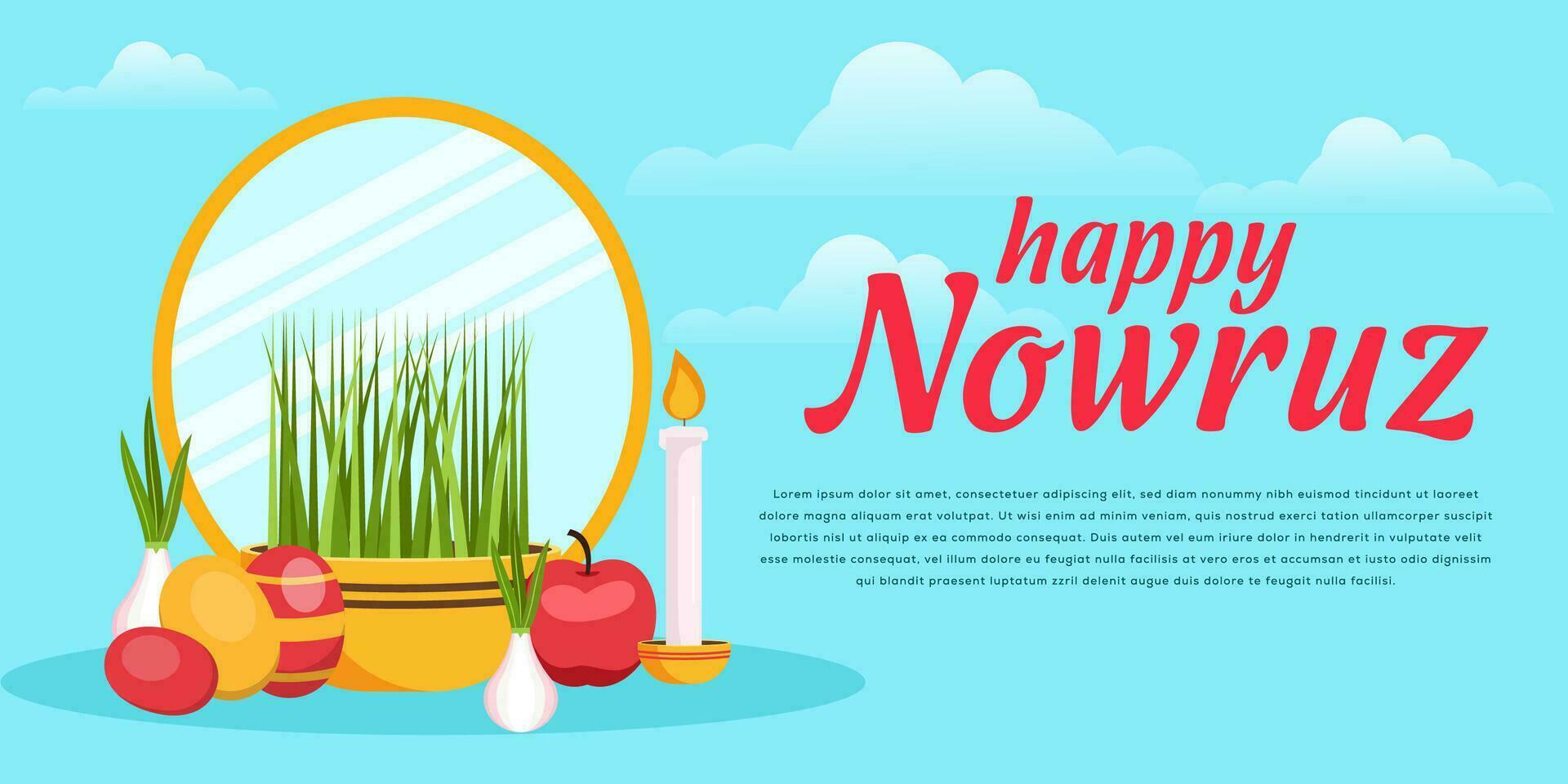 glücklich nowruz horizontal Banner Illustration im eben Design Vektor