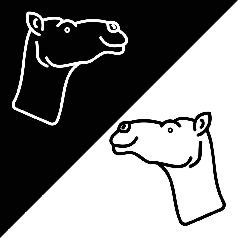 kamel vektor ikon, linjär stil ikon, från djur- huvud ikoner samling, isolerat på svart och vit bakgrund.