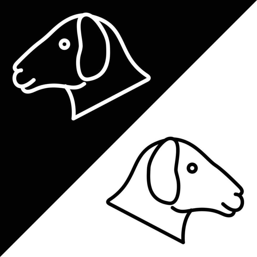 Schaf Vektor Symbol, geradlinig Stil Symbol, von Tier Kopf Symbole Sammlung, isoliert auf schwarz und Weiß Hintergrund.