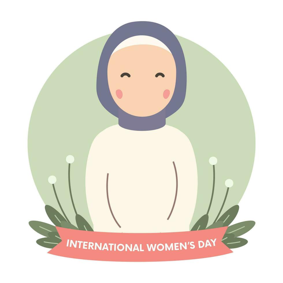 Vektor International Damen Tag Illustration Hijab Mädchen eben Design