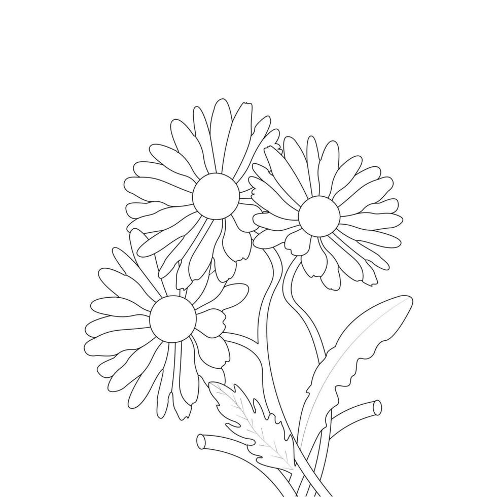 daisy blomma översikt linje konst vektor