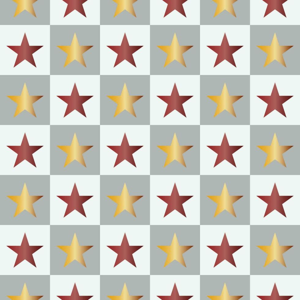 checker mönster med röd och gul lysande stjärna mönster sömlös lutning bakgrund vektor bild
