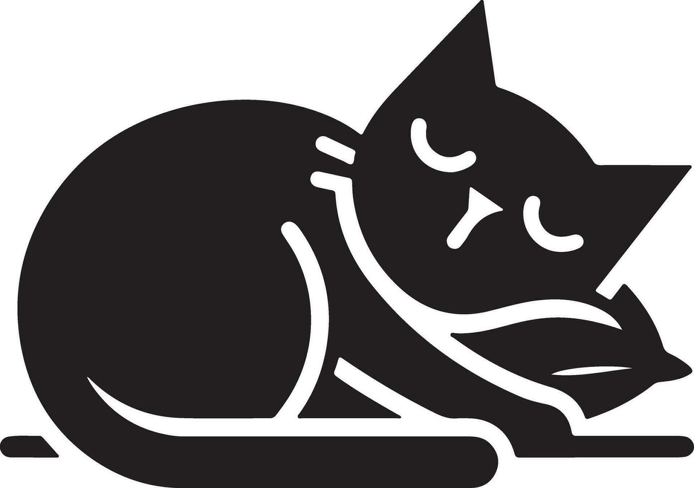 Katze Schlaf auf Kissen Vektor Kunst Illustration Silhouette 12