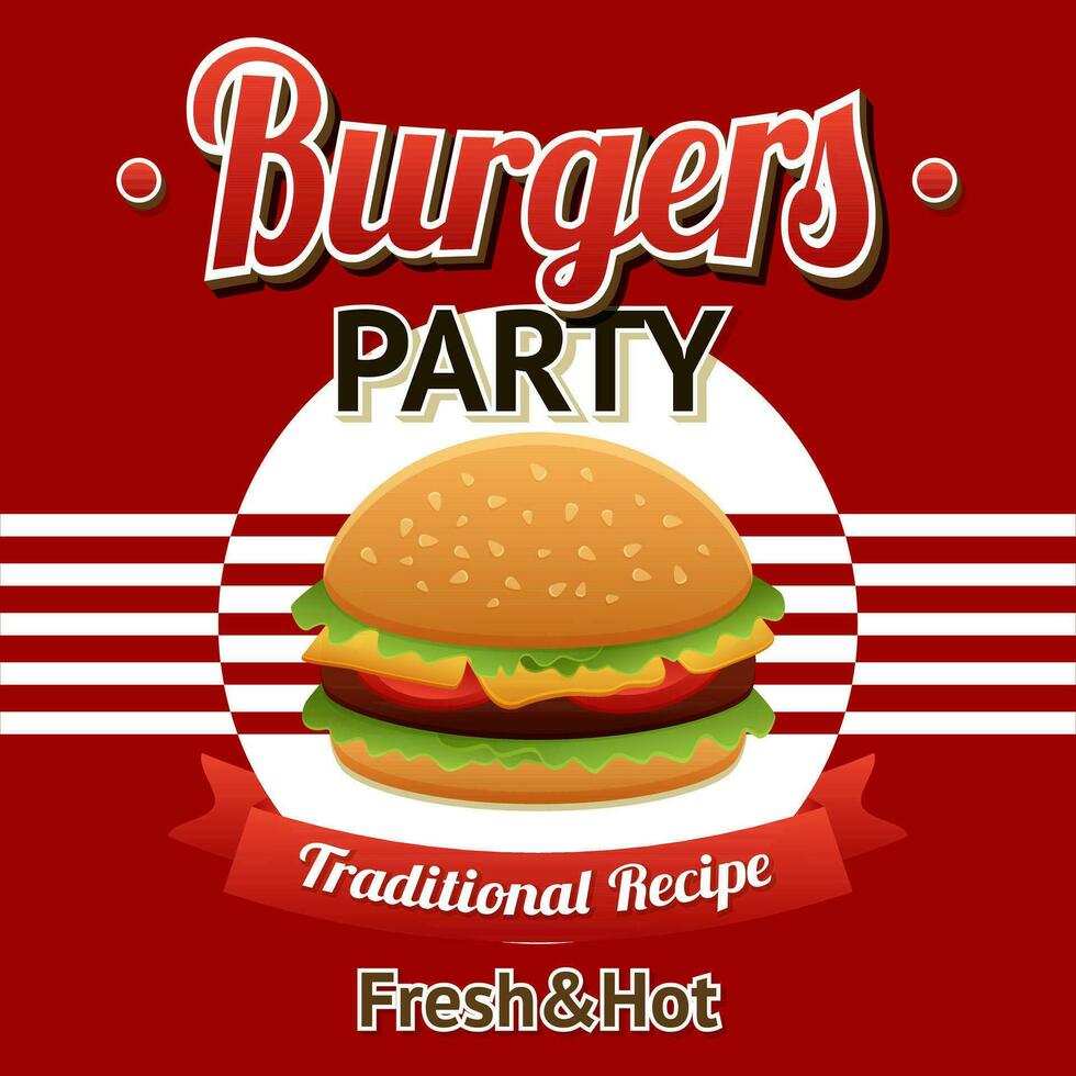 Burger Emblem Vektor Illustration