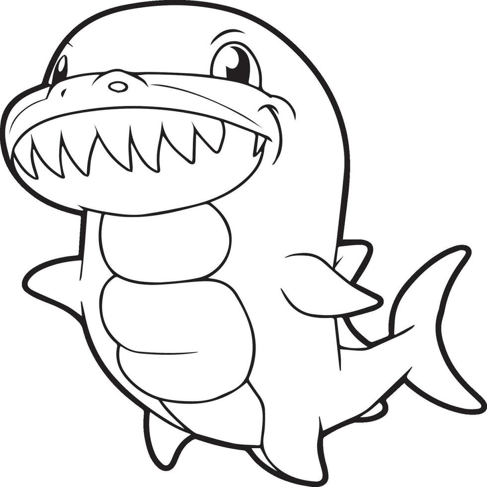 Seite von das Kinder Färbung Buch. Farbe Karikatur Hai. Hai Färbung Seiten vektor