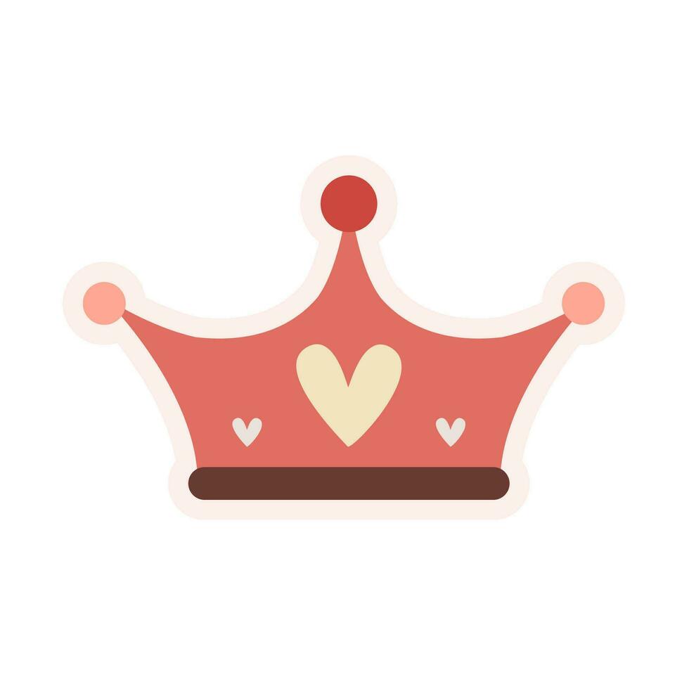en rosa krona med hjärtan på den valentine kärlek rosa hjärta vektor uppsättning klämma konst