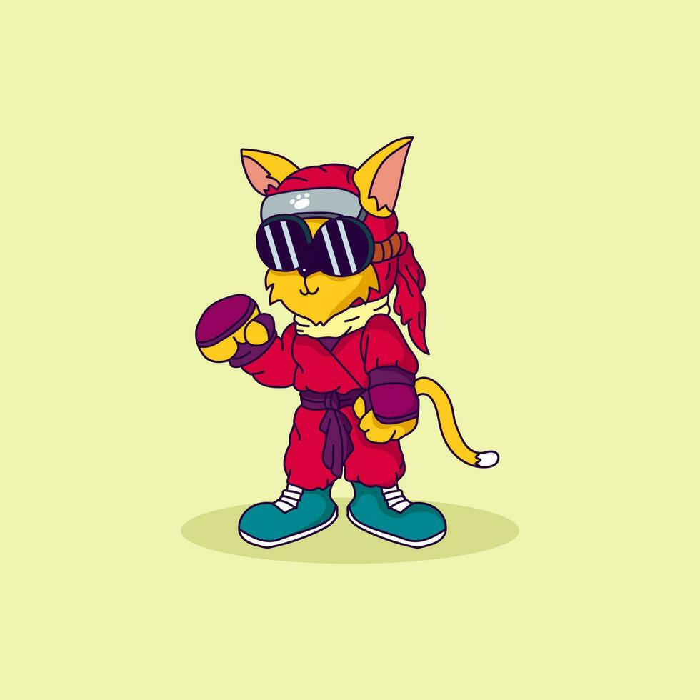 söt katt ninja vektor illustration för för tyg, textil- och skriva ut