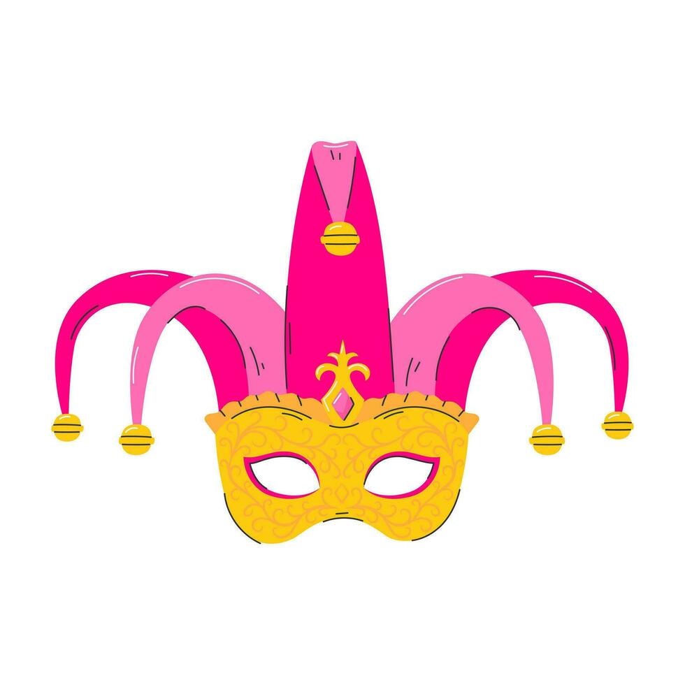 venezianisch Gesichts- Maske zum ein Party. ein Element von ein Karneval Kostüm. Symbol von Karneval Gras, brasilianisch, venezianisch Karneval. fleur de lis. eben dekorativ Element. Vektor Illustration isoliert auf Weiß