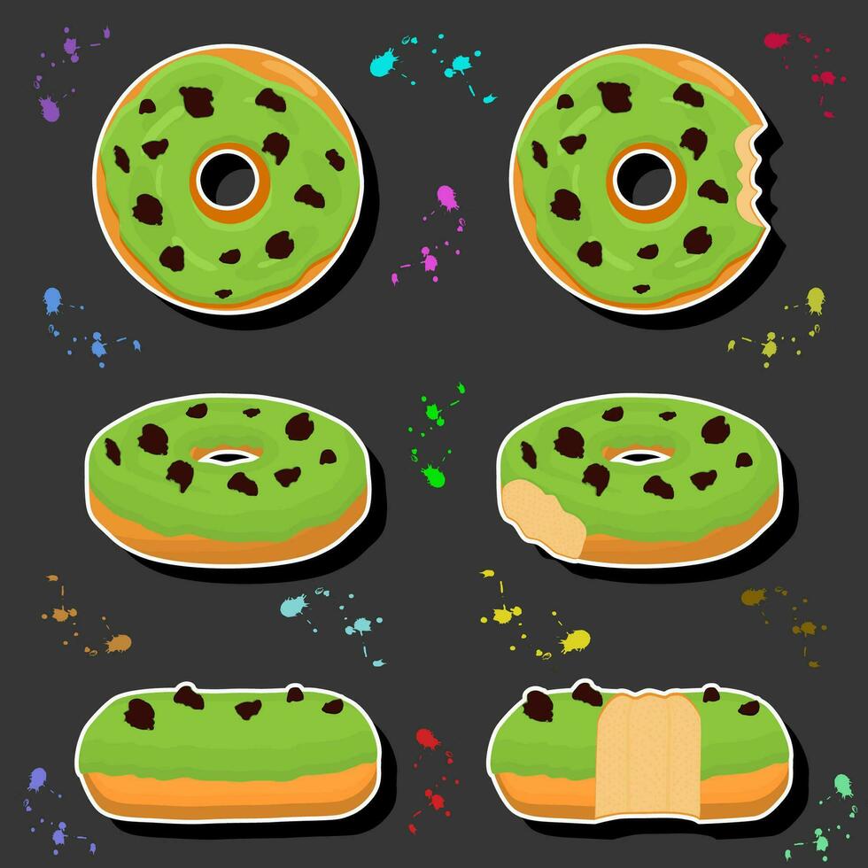 Illustration auf Thema groß einstellen anders Typen klebrig Donuts, Süss Donuts verschiedene Größe vektor
