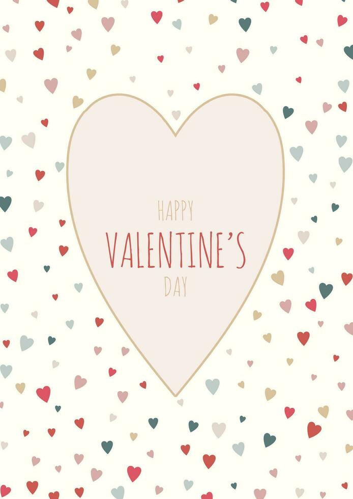 Valentinsgrüße Tag Karte mit süß Herzen Design vektor