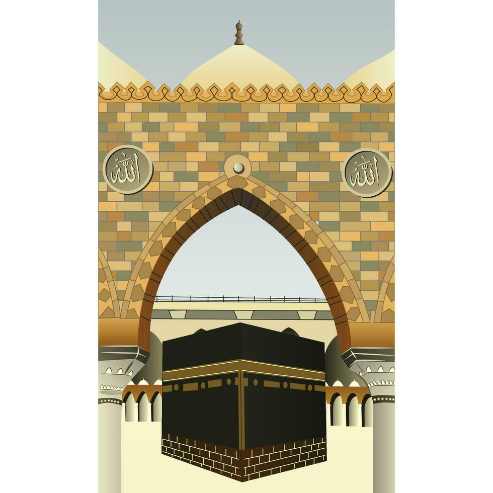 konst och illustration kaaba design för hajj vektor