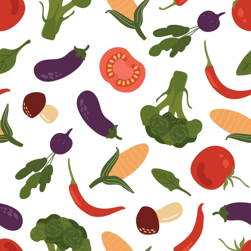 Gemüse nahtlos Muster. Design zum Fabrik, Textil, Hintergrund, Verpackung, Cafe. vektor