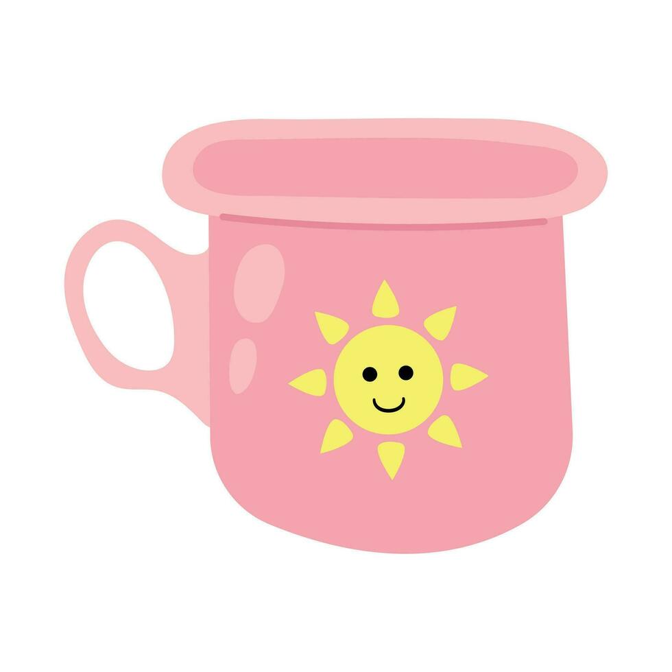 Baby Hand gezeichnet Sonne Tasse. Weiß Hintergrund, isolieren vektor