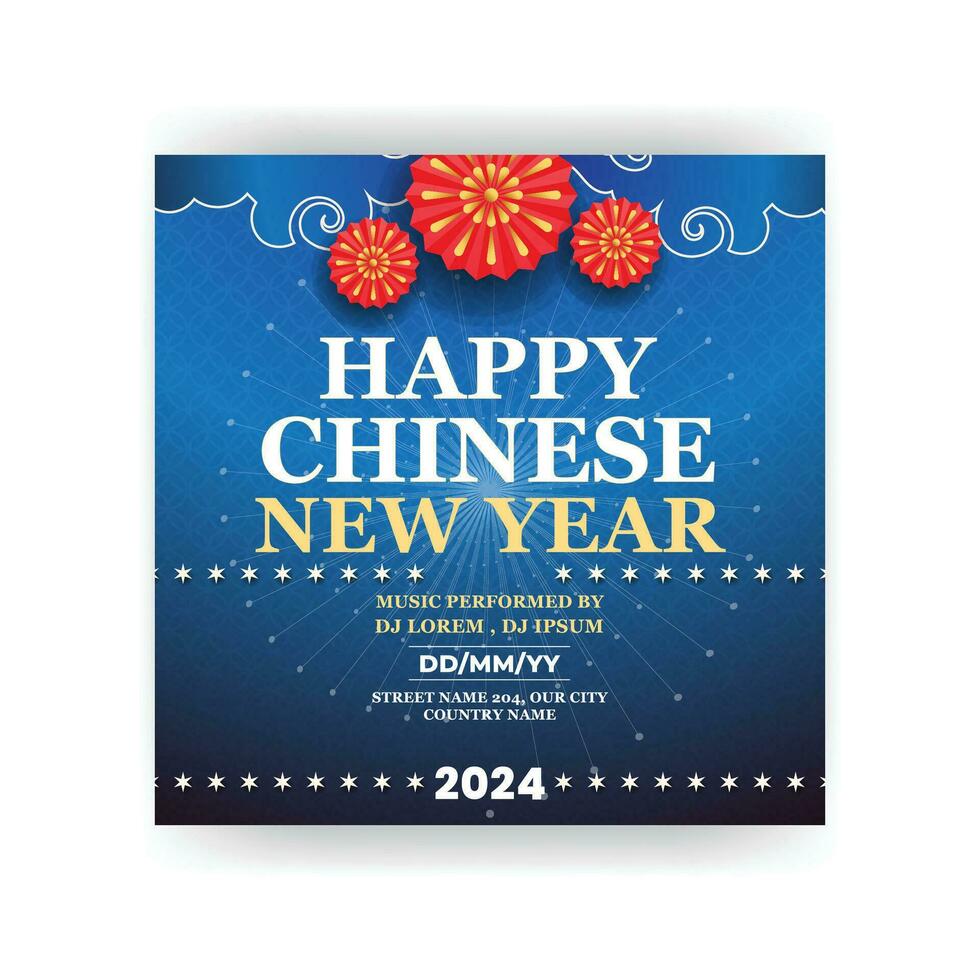 2024 Chinesisch Neu Jahr Feier Sozial Medien Poster Design Vorlage vektor