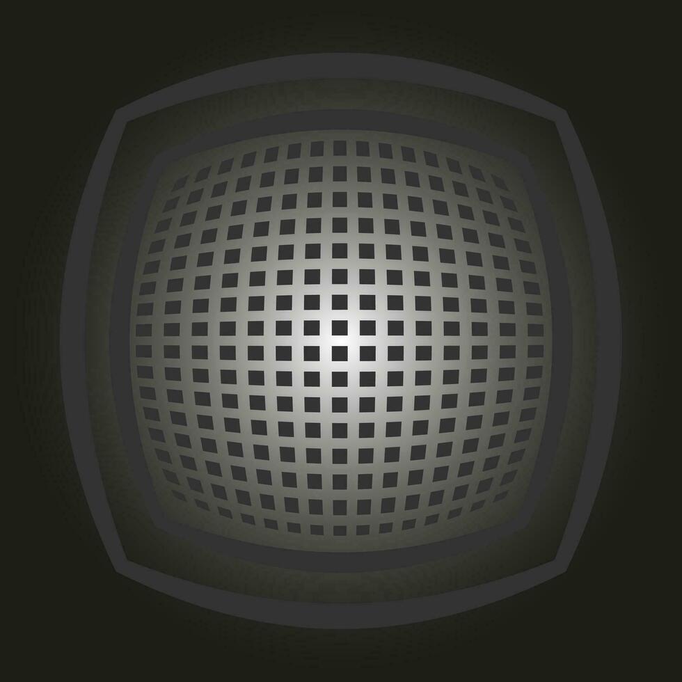 Vektor abstrakt geometrisch einfarbig Muster im das bilden von ein Metall Platz Gitter auf ein grau Hintergrund