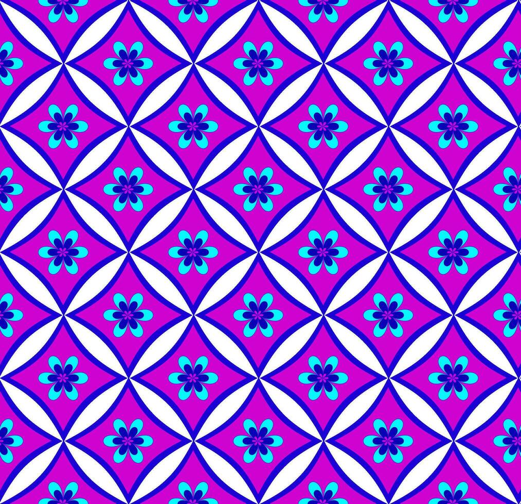 vektor sömlös textur i de form av en skön blommig mönster i rosa och blå färger på en vit bakgrund
