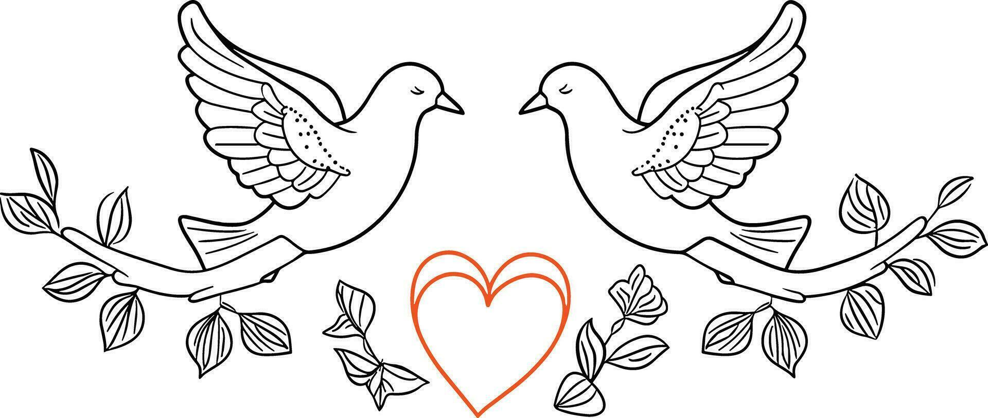 Paar Taube von Liebe, Vektor von Taube Linie Kunst Illustration , Valentinstag Tag Konzept, romantisch Symbol, Liebe Thema, dekorativ, romantisch Vögel, Valentinstag Dekoration, Paar Vögel
