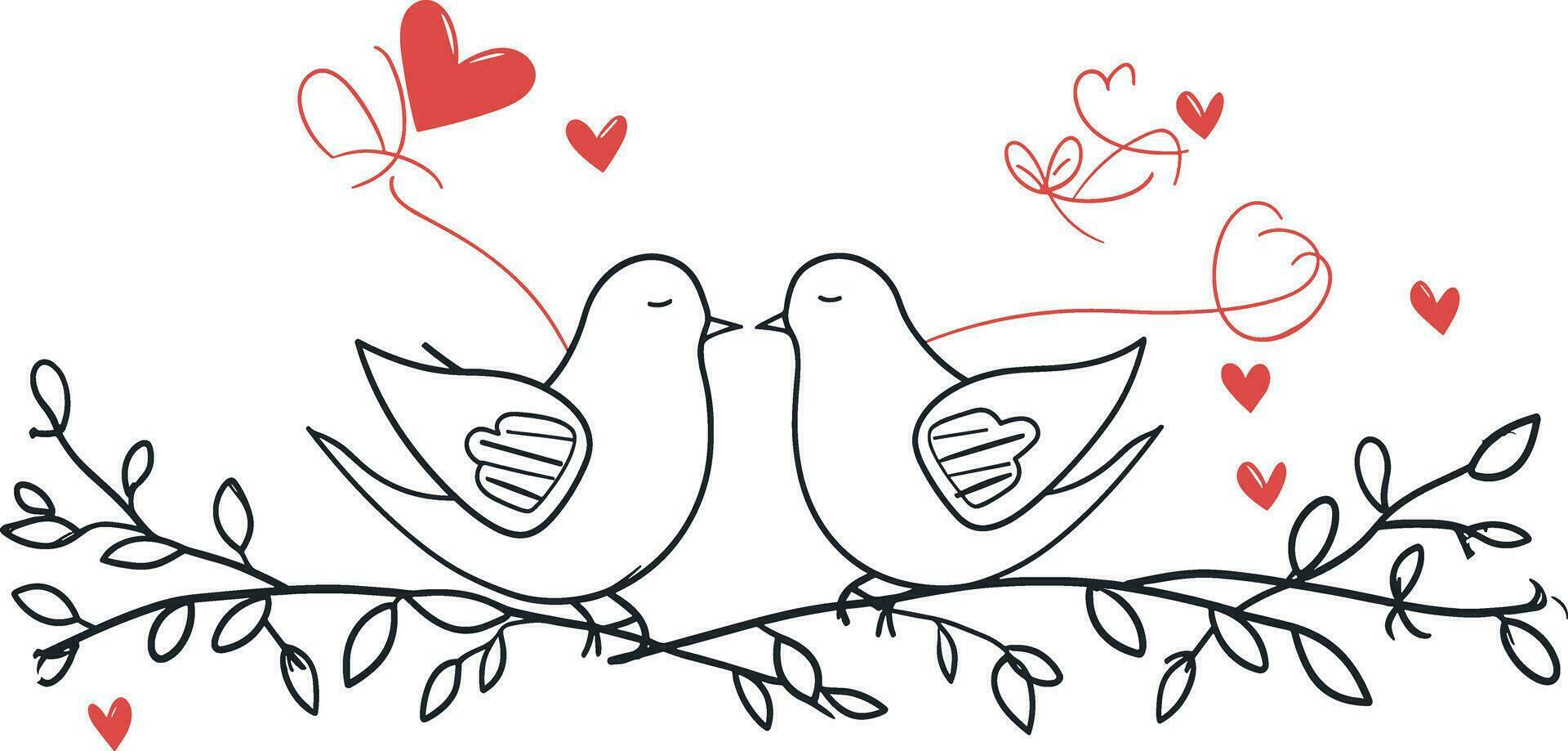 Paar Taube von Liebe, Vektor von Taube Linie Kunst Illustration , Valentinstag Tag Konzept, romantisch Symbol, Liebe Thema, dekorativ, romantisch Vögel, Valentinstag Dekoration, Paar Vögel