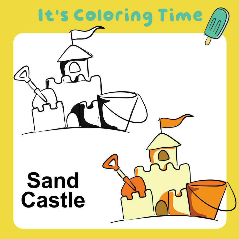 es ist Färbung Zeit. Färbung Arbeitsblatt Seite zum Kinder. Spaß Aktivität zum Kinder. lehrreich druckbar Färbung Arbeitsblatt. Vektor Illustration.