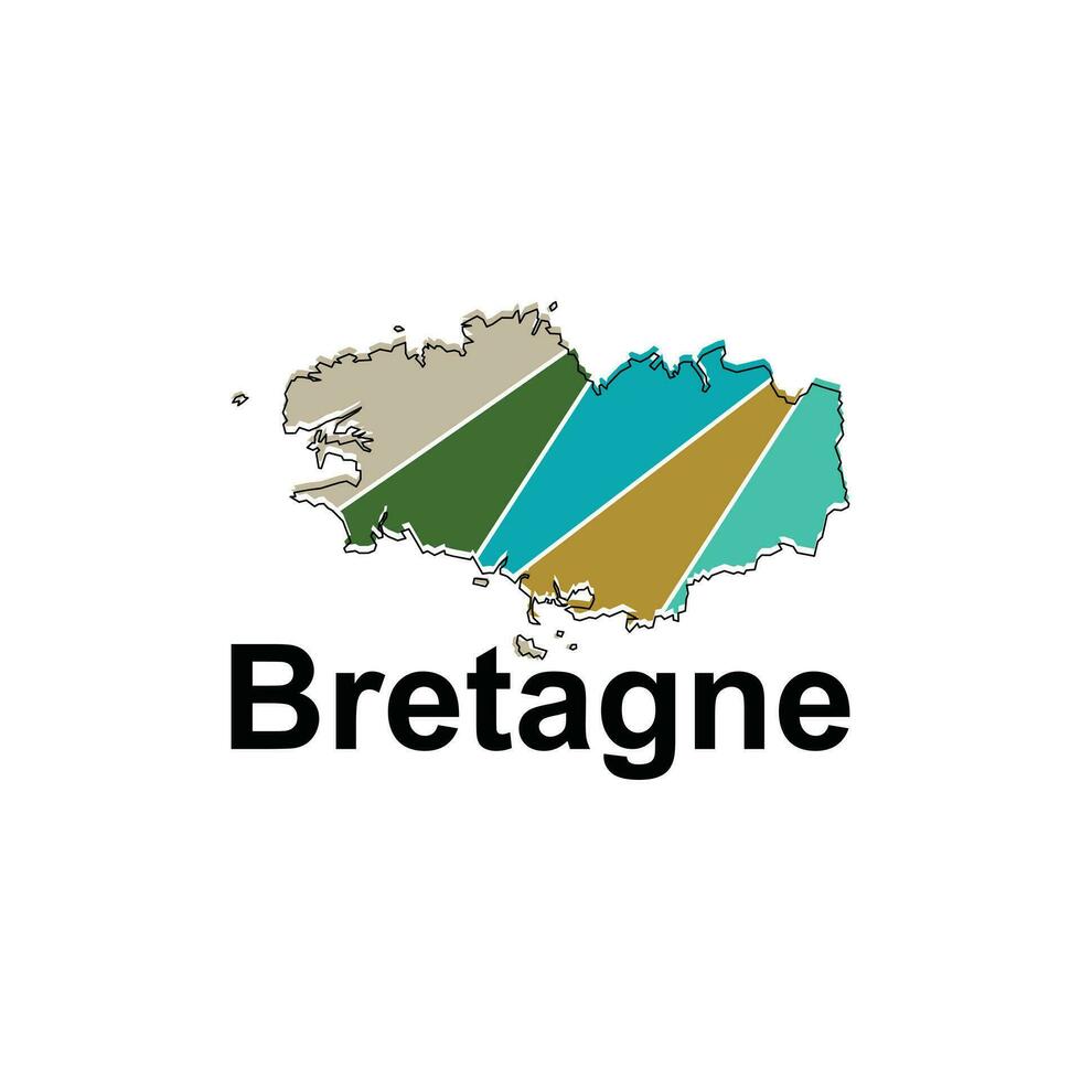 Karte Stadt von Bretagne, Vektor isoliert Illustration von vereinfacht administrative Karte von Frankreich. Grenzen und Namen von das Regionen. bunt Silhouetten