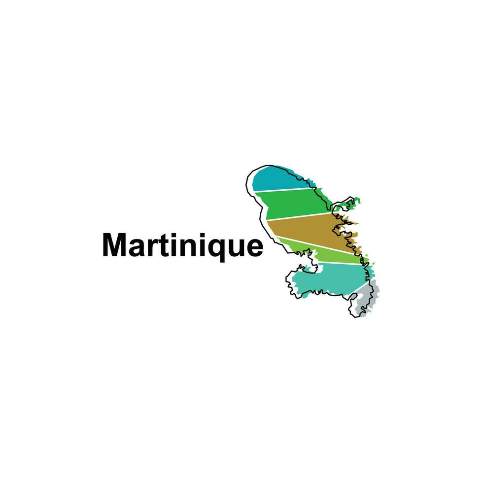 Karte Stadt von Martinique, Vektor isoliert Illustration von vereinfacht administrative Karte von Frankreich. Grenzen und Namen von das Regionen. bunt Silhouetten