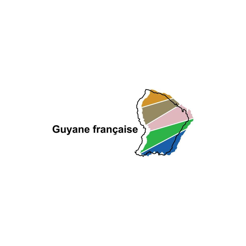 Karte Stadt von Guyane französisch, Vektor isoliert Illustration von vereinfacht administrative Karte von Frankreich. Grenzen und Namen von das Regionen. bunt Silhouetten
