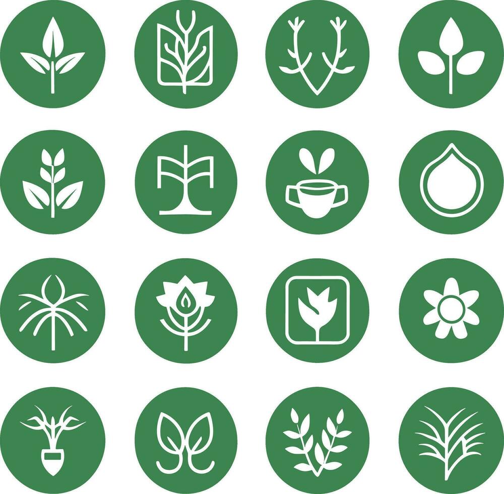 Grün und Weiß Symbole von Pflanzen vektor