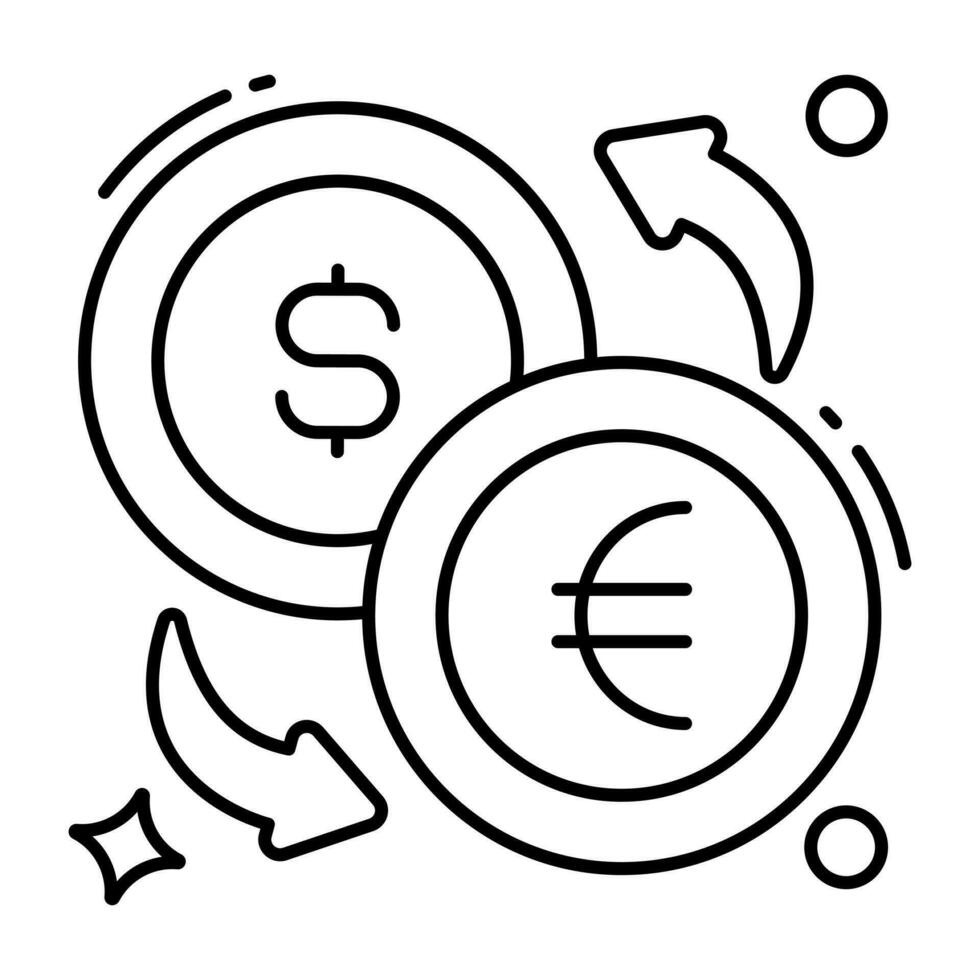 ein editierbar Design Symbol von Dollar zu Euro vektor