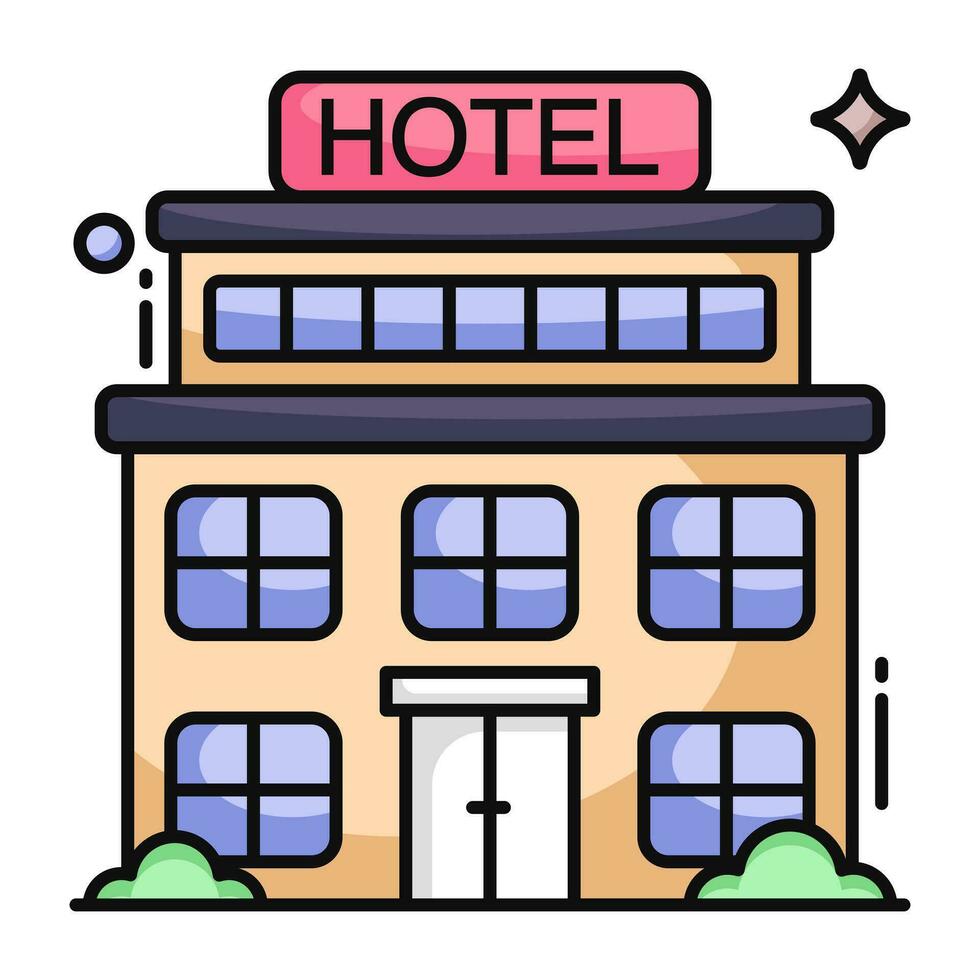 ein farbiges Design-Icon-Hotelgebäude vektor