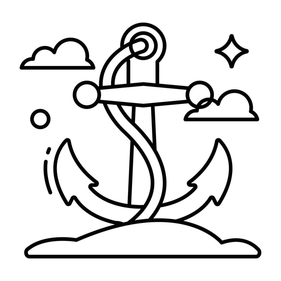 en linjär design ikon av nautisk krok vektor