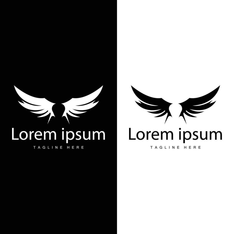 Flügel Logo schwarz Silhouette Design einfach minimalistisch Vogel Flügel Vektor Illustration Vorlage