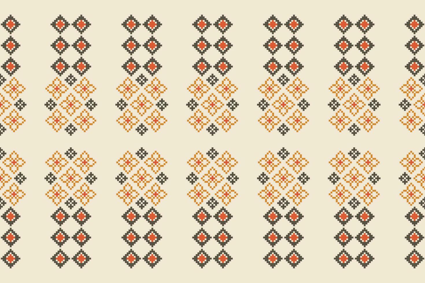 ethnisch Ikat Stoff Muster geometrisch Stil.afrikanisch Ikat Stickerei ethnisch orientalisch Muster braun Sahne Hintergrund. abstrakt,vektor,illustration.textur,kleidung,rahmen,dekoration,motiv,teppich. vektor