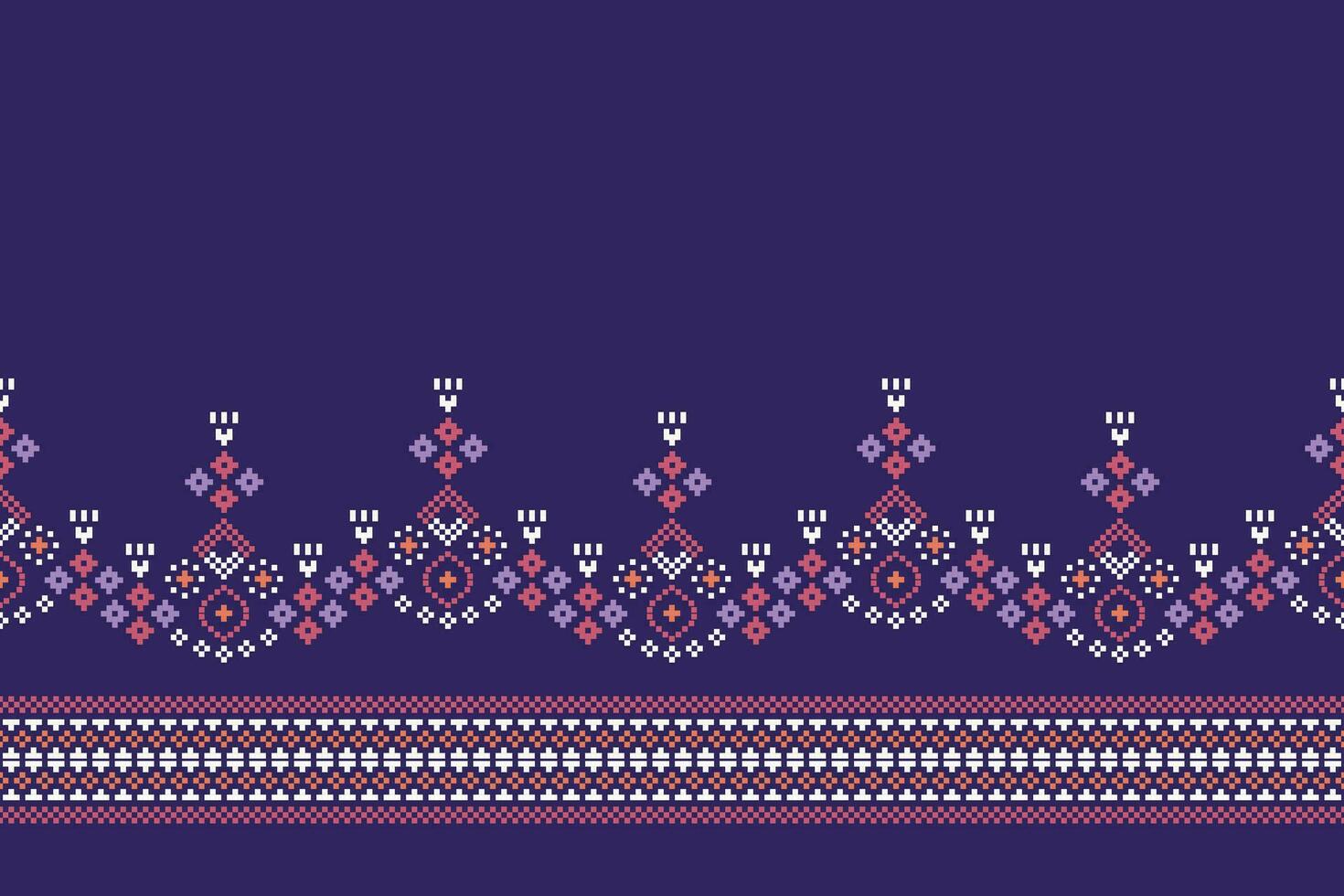 ethnisch geometrisch Stoff Muster Kreuz Stich.ikat Stickerei ethnisch orientalisch Pixel Muster violett lila Hintergrund. abstrakt, vektor, illustration. Textur, Kleidung, Dekoration, Motive, Seide, Tapete. vektor