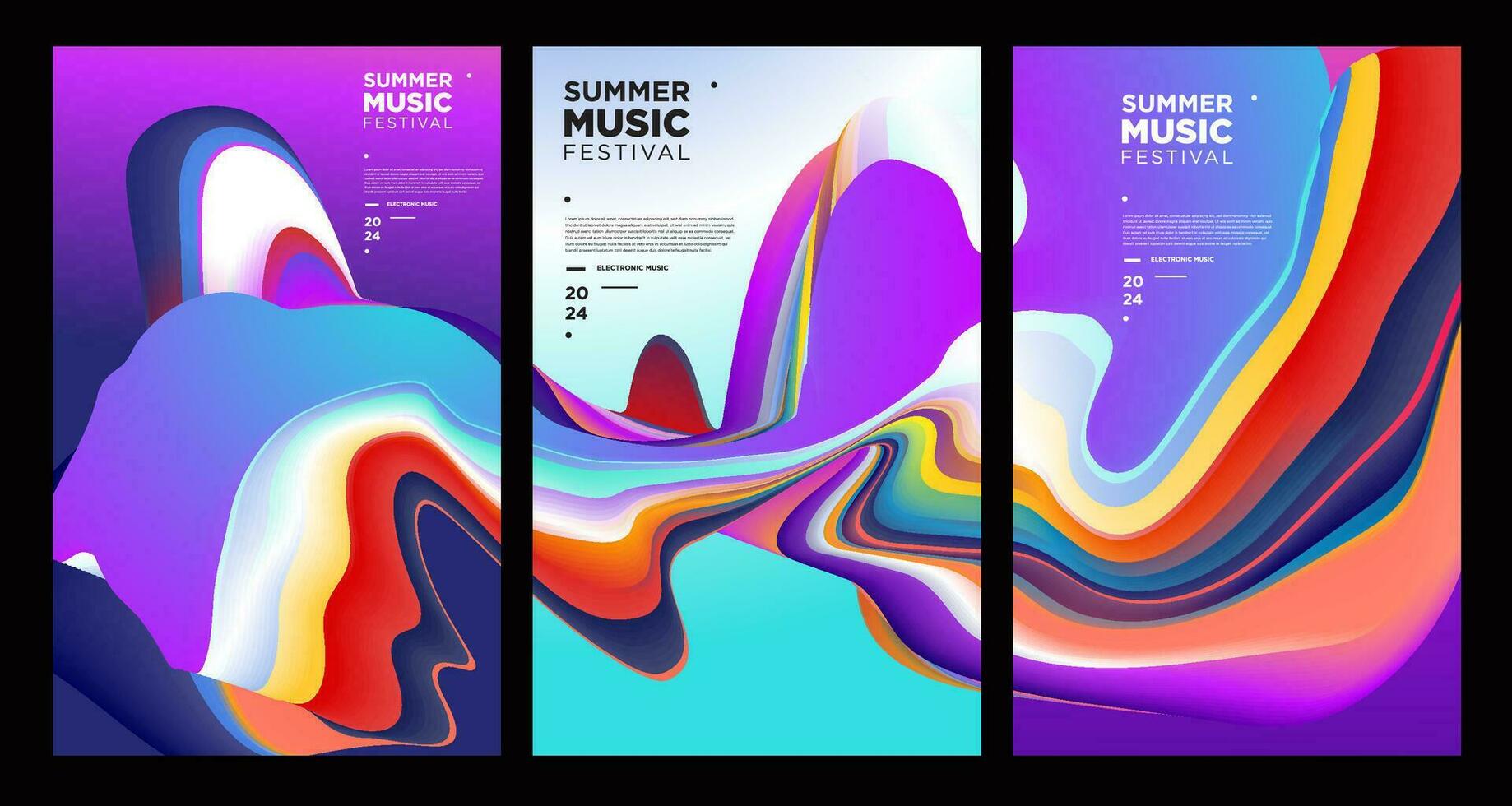 bunt abstrakt Flüssigkeit elektronisch Sommer- Musik- Festival Vektor Banner