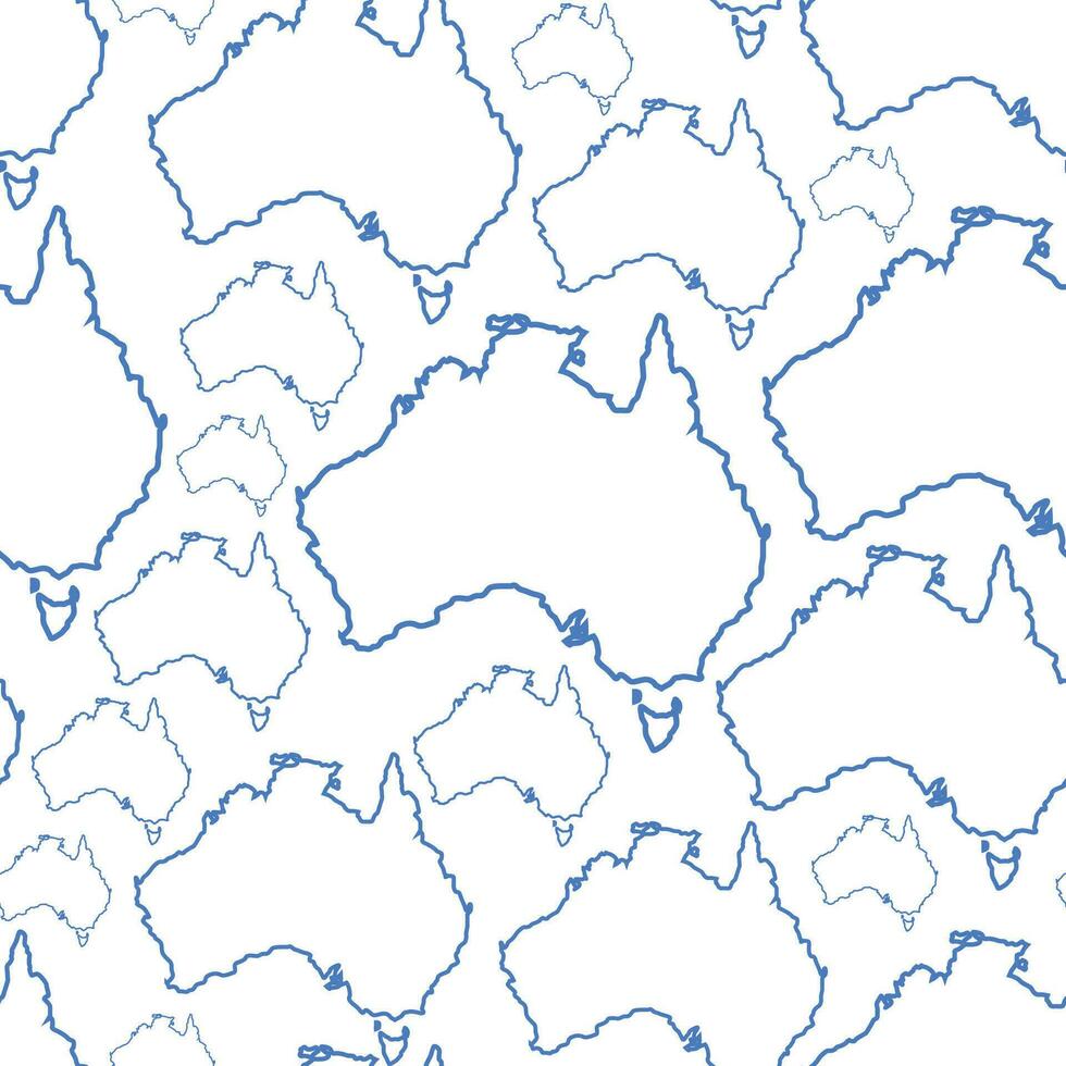sömlös mönster av Australien Karta i översikt på en vit bakgrund vektor