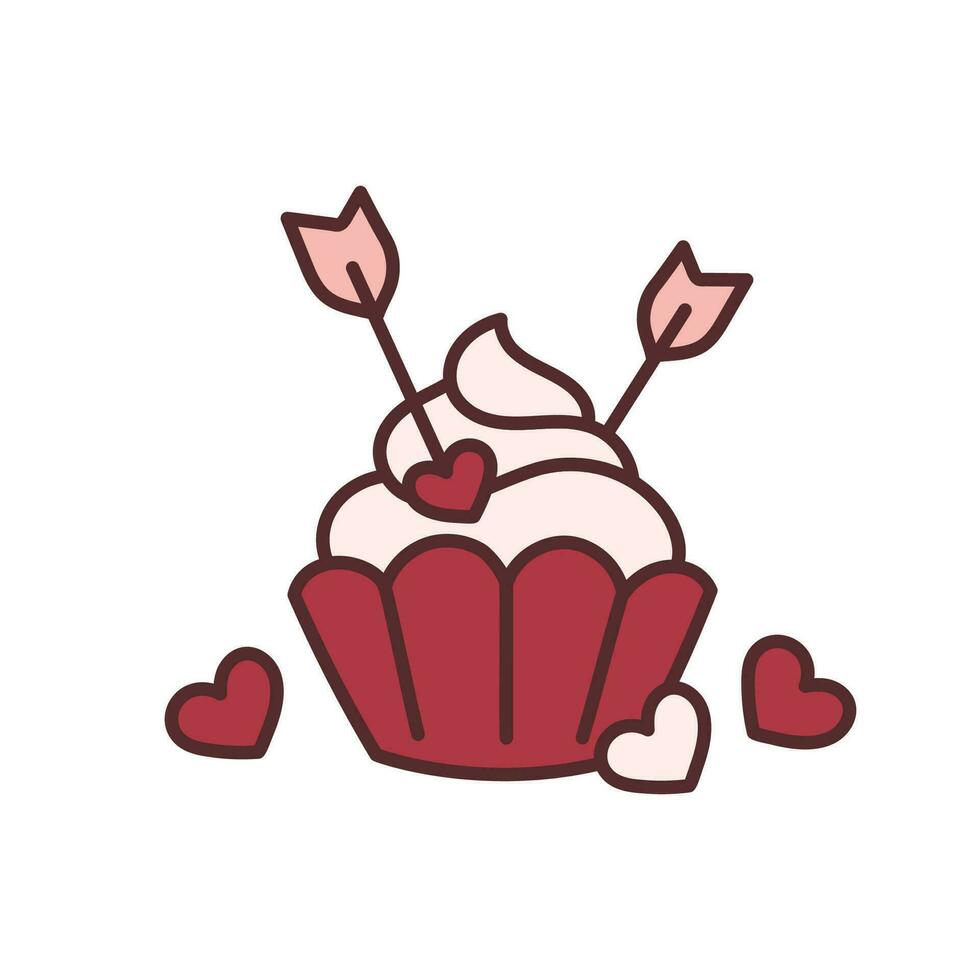 Muffin zum ein geliebt eins. kawaii Gekritzel Symbol zum Valentinstag Tag vektor