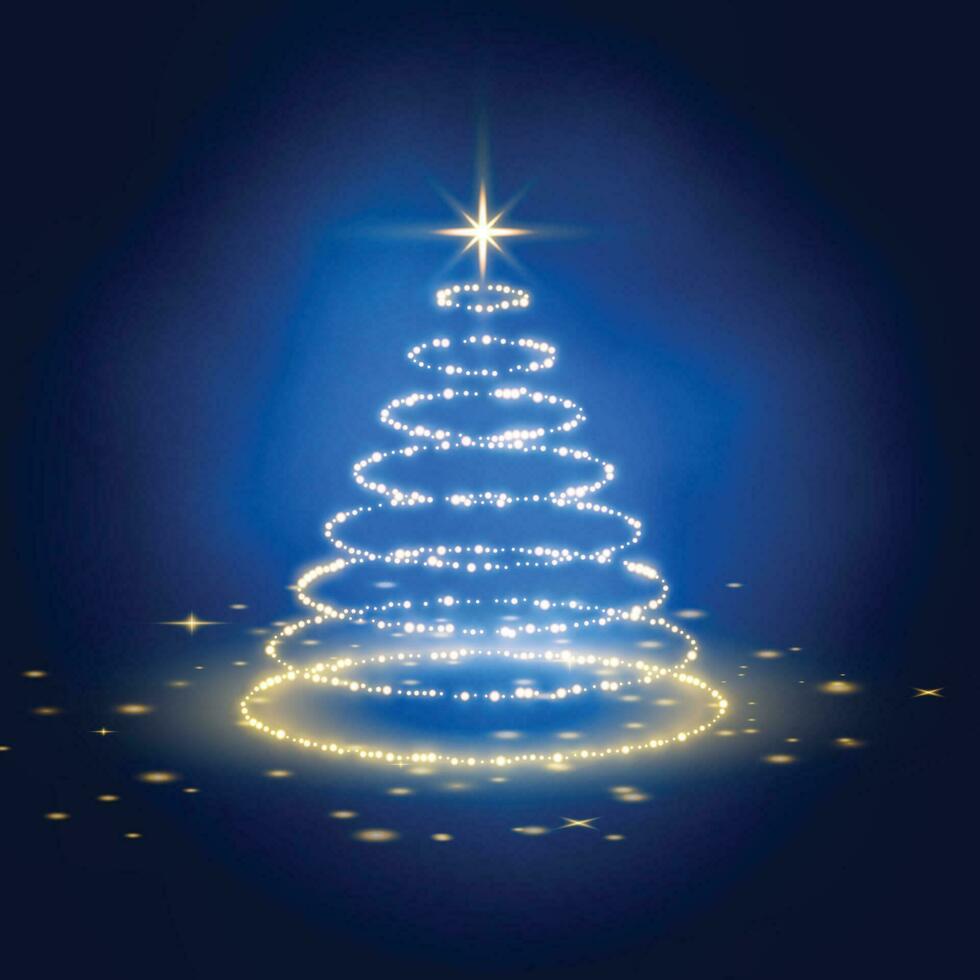 glänzend Weihnachten Baum Blau glühend Hintergrund vektor