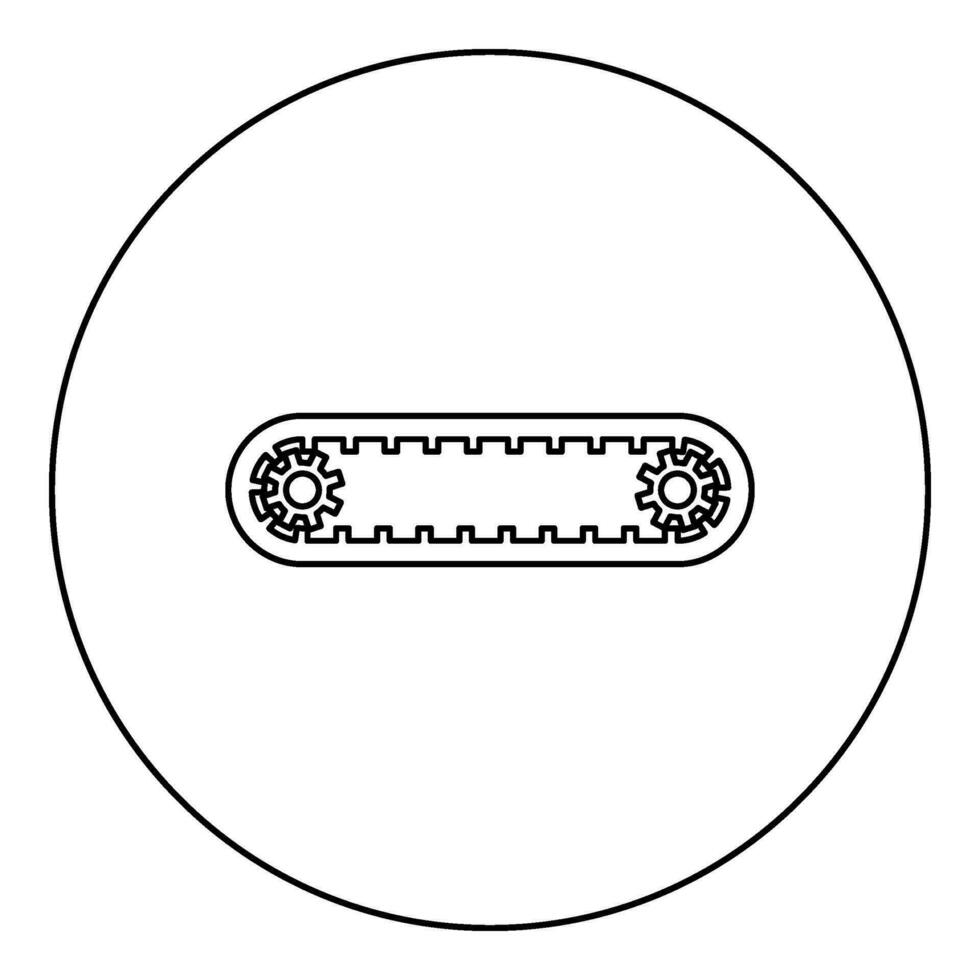 rem för motor tandad bälte för kugghjul cambelt tidpunkt gas distribution mekanism ikon i cirkel runda svart Färg vektor illustration bild översikt kontur linje tunn stil