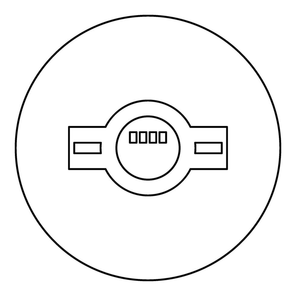 Wasser Meter Messung sanitär Ausrüstung Symbol im Kreis runden schwarz Farbe Vektor Illustration Bild Gliederung Kontur Linie dünn Stil