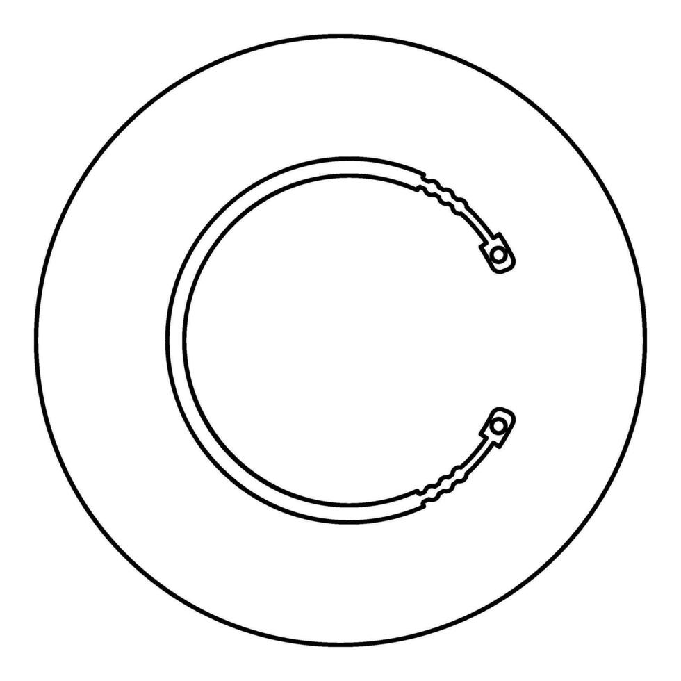 Kabel zum Kupplung Auto ziehen Handbuch Getriebe Seil Teil Symbol im Kreis runden schwarz Farbe Vektor Illustration Bild Gliederung Kontur Linie dünn Stil
