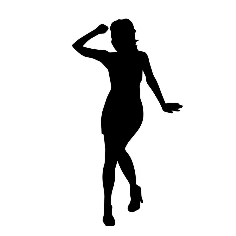 silhuett av en smal kvinna i dansa utgör. silhuett av en kvinna dans. vektor