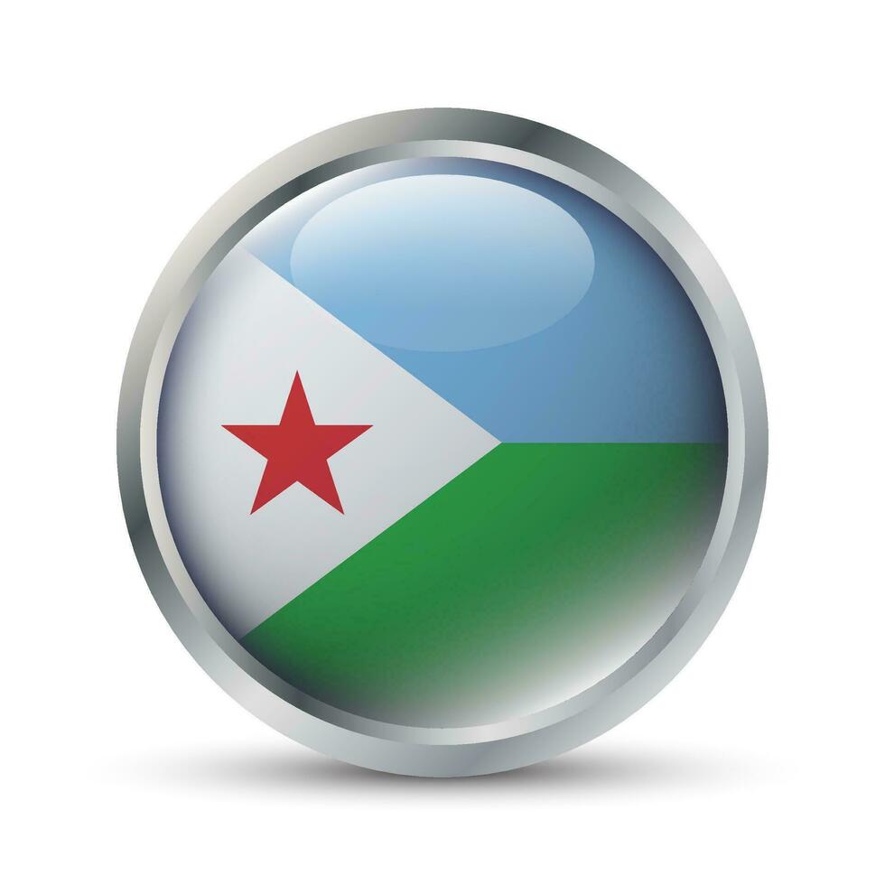 djibouti flagga 3d bricka illustration vektor