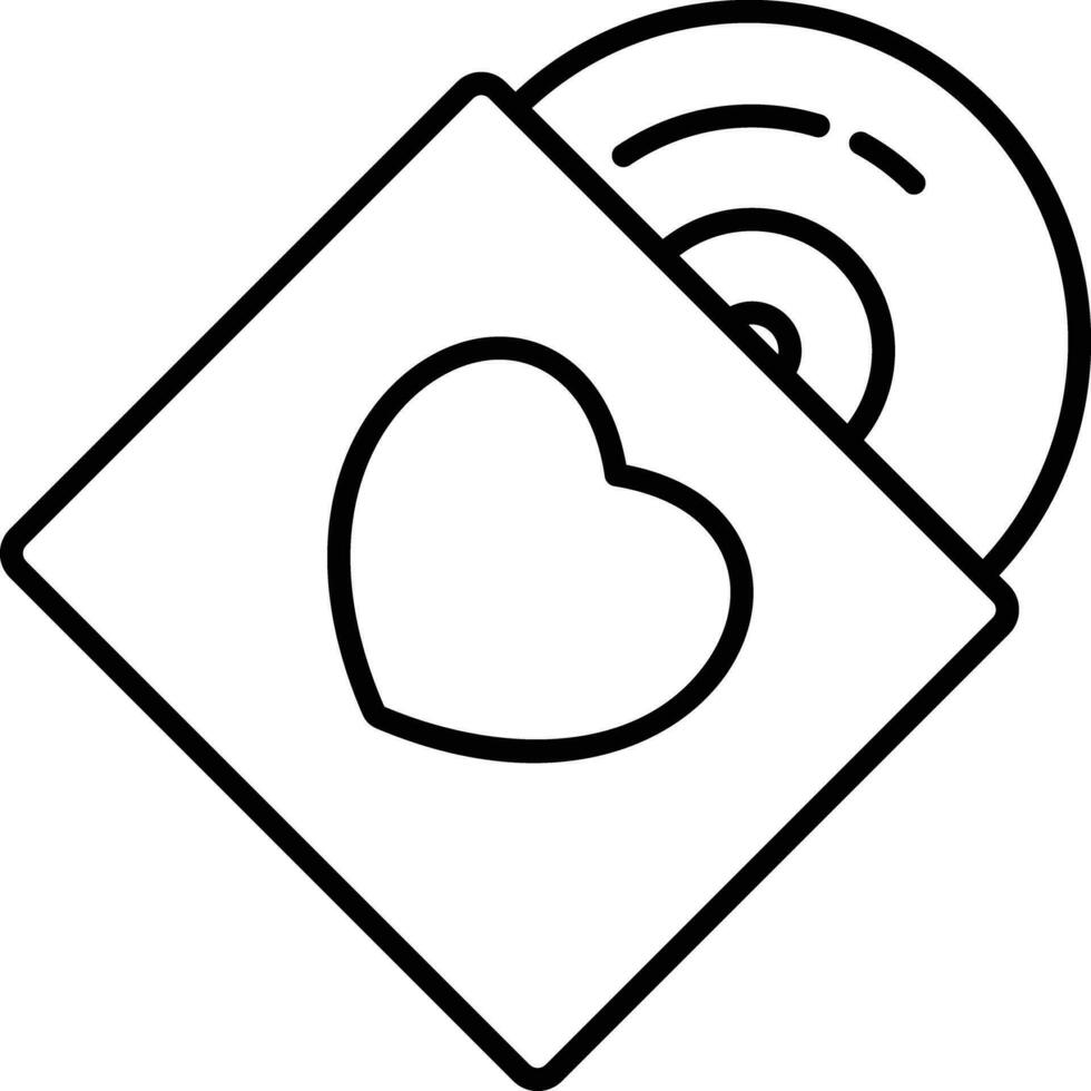 Liebe CD Startseite Gliederung Vektor Illustration Symbol